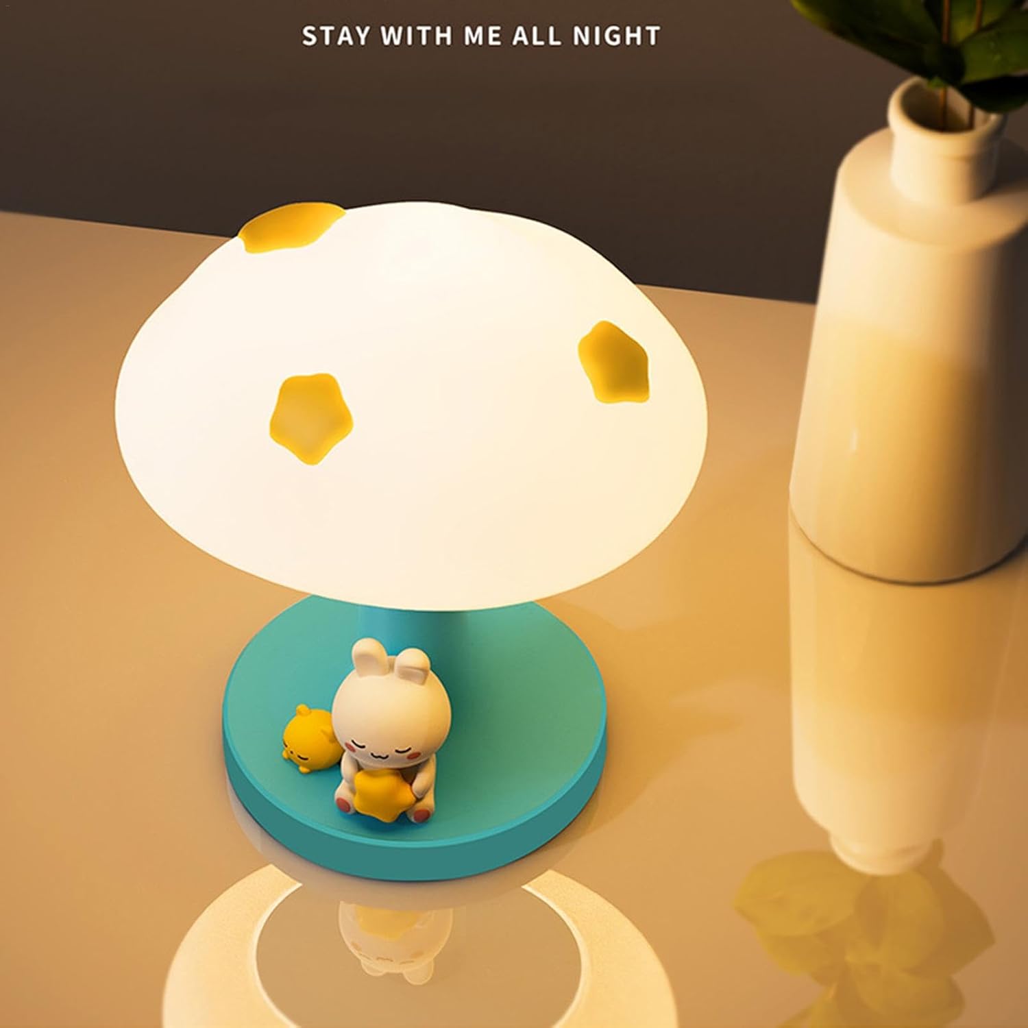 Cute Bunny With Cloud 3D Silicon Touch Lamp - USB Chargeable